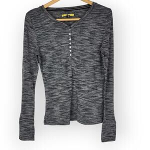 Aeropostale Prince & Fox Long Sleeved Henley Tee Marled Grey Size XL Grunge Twee